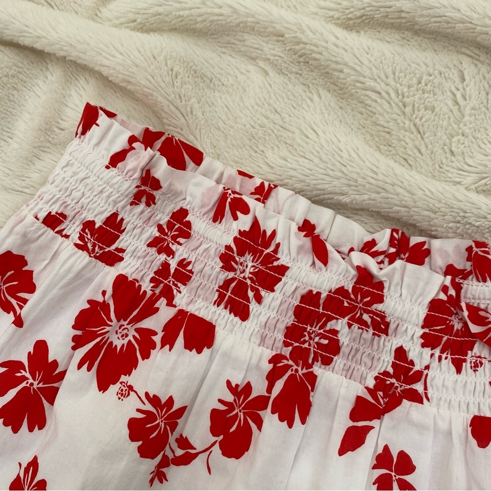 NWT J.Crew Ruffled Mini Skirt White Bright Cerise Floral Sz M - Picture 5 of 7